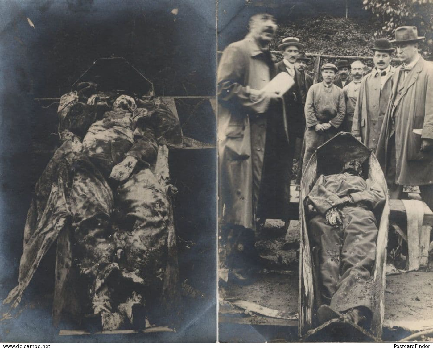 German Officer Execution Corpse Bruxelles 2x Old WW1 Graphic Postcard S - Croix-Rouge