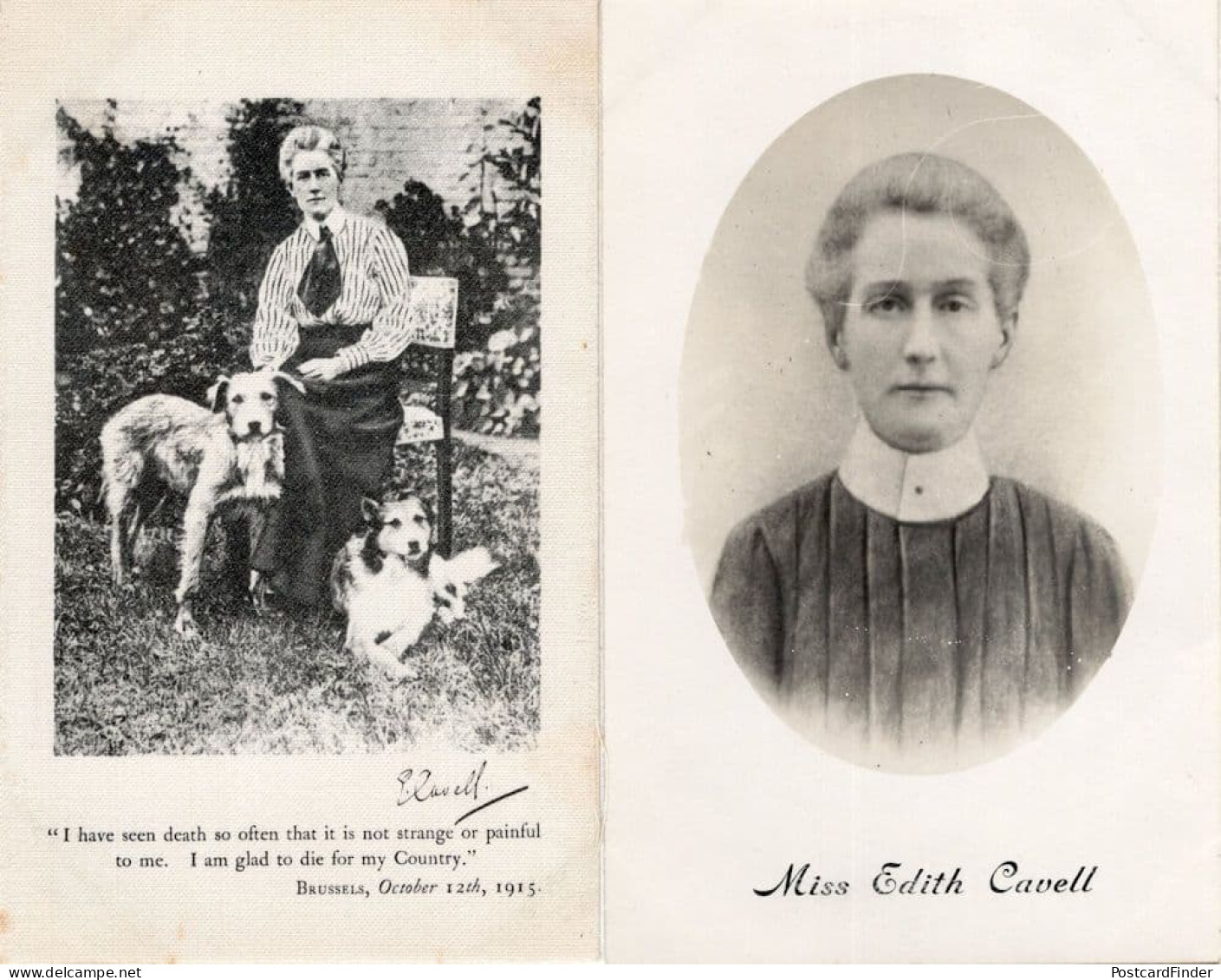 Nurse Edith Cavell Old Silk Postcard & Antique Portrait Cards - Croix-Rouge