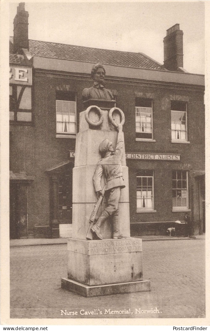 Norwich District Nurses Centre WW1 Nurse Cavell Memorial RARE Postcard - Croix-Rouge