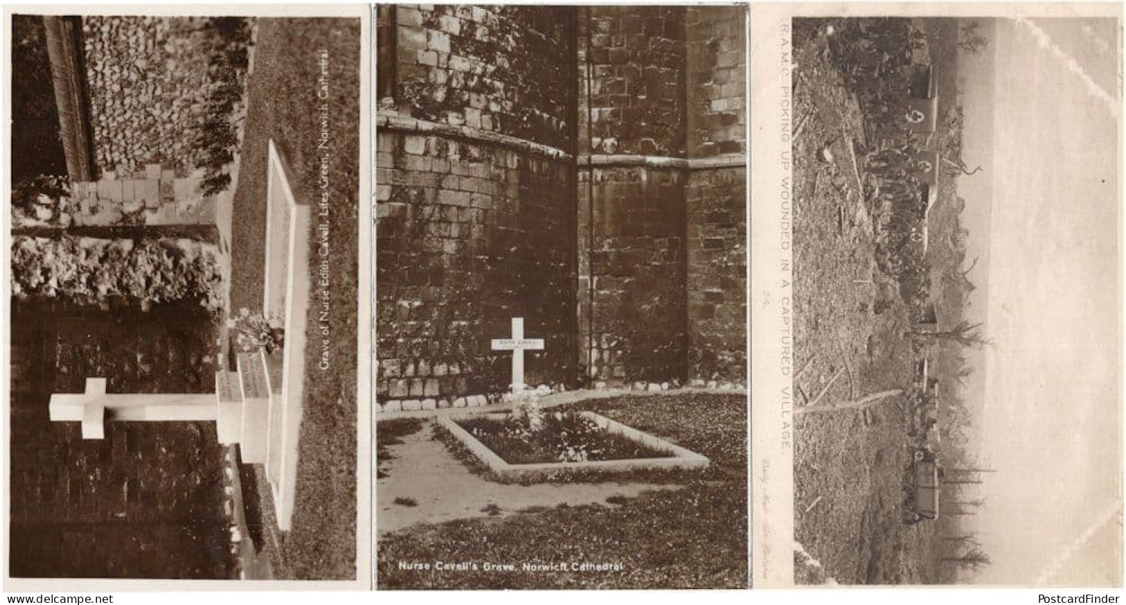 Nurse Cavells Grave Old RPC From Norfolk Publisher & 2 More Postcard S - Croix-Rouge