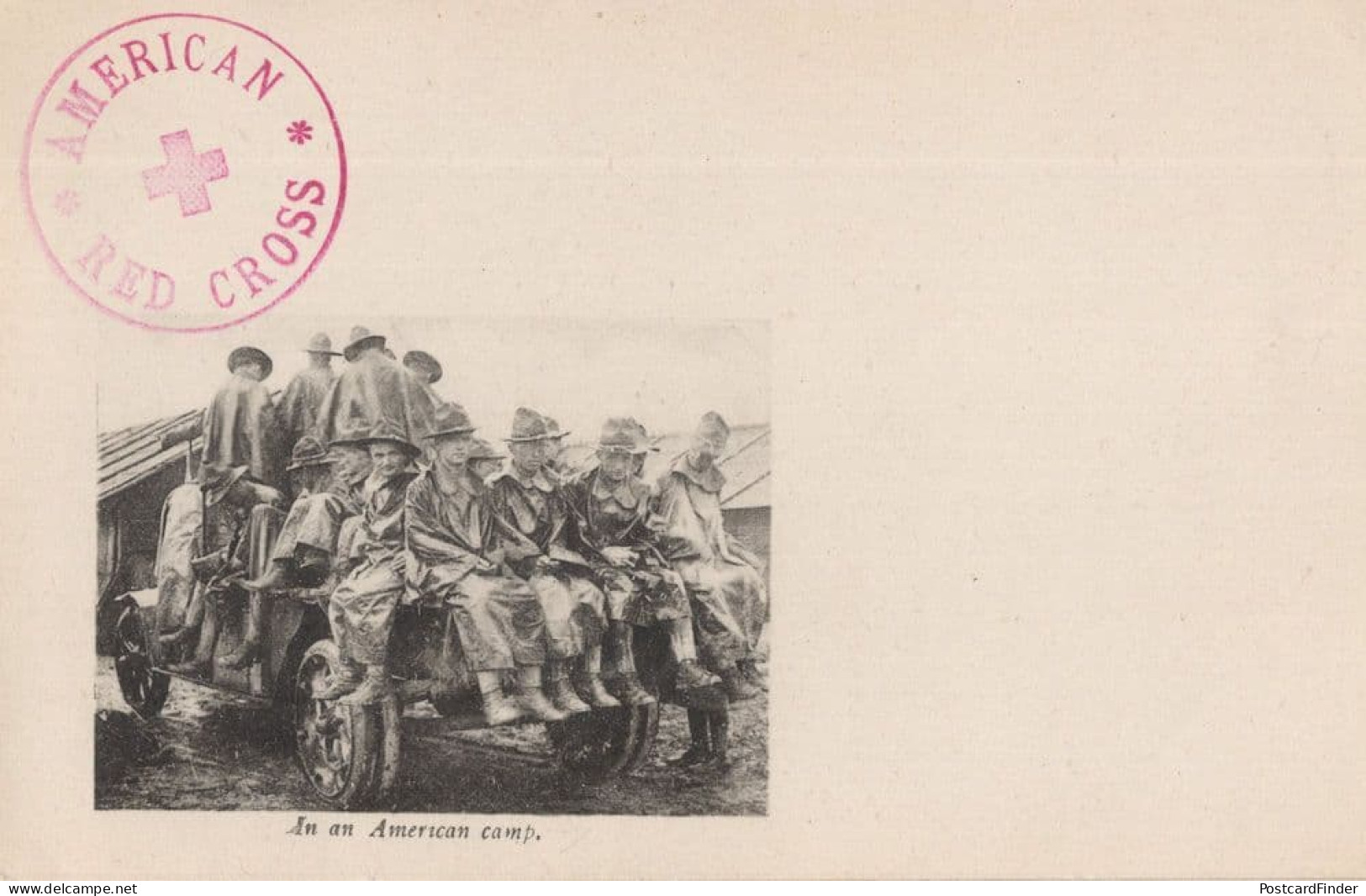 WW1 American Red Cross Soldiers In Camp France WW1 Postcard - Croix-Rouge
