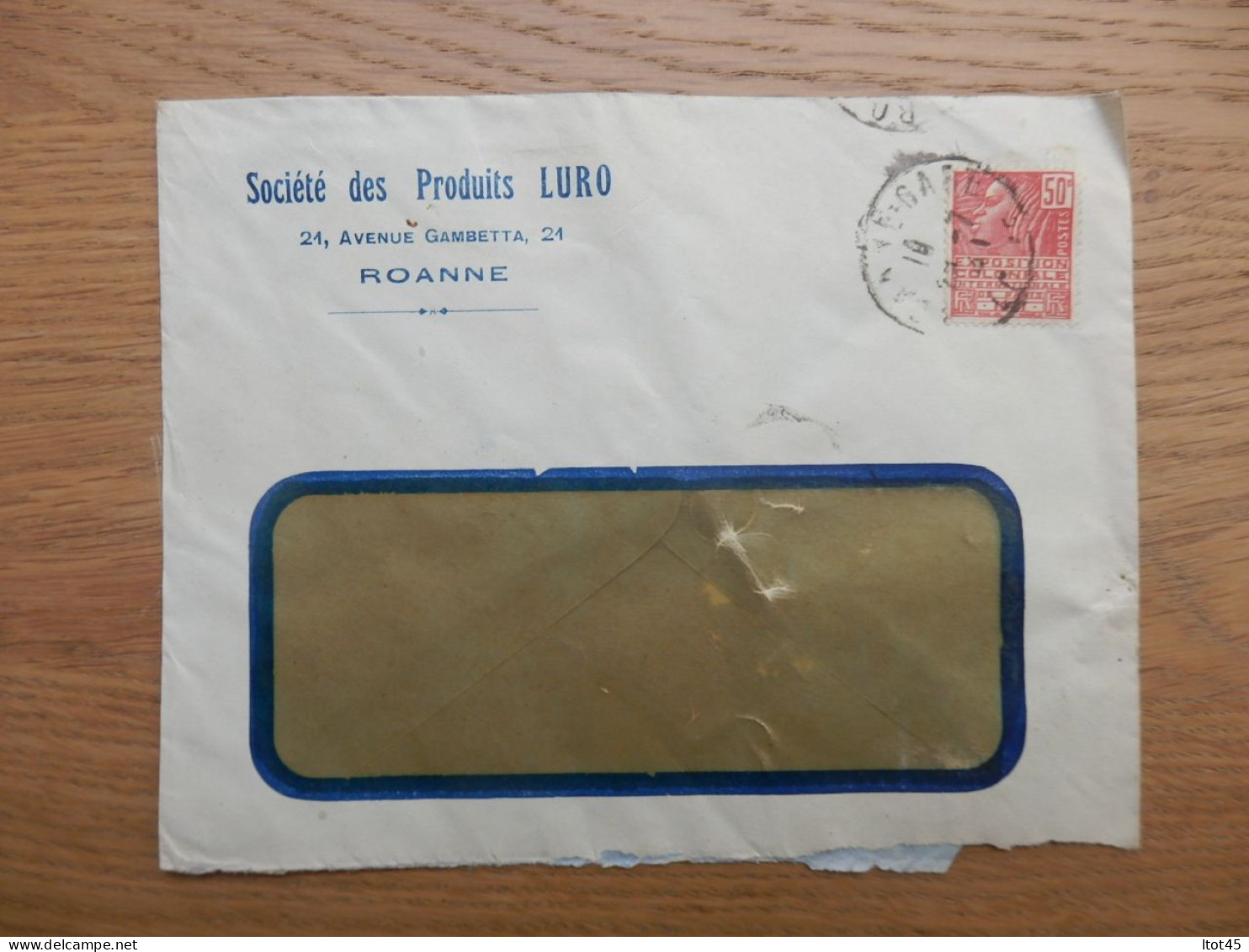 ENVELOPPE SOCIETE DES PRODUITS LURO ROANNE - 1921-1960: Période Moderne