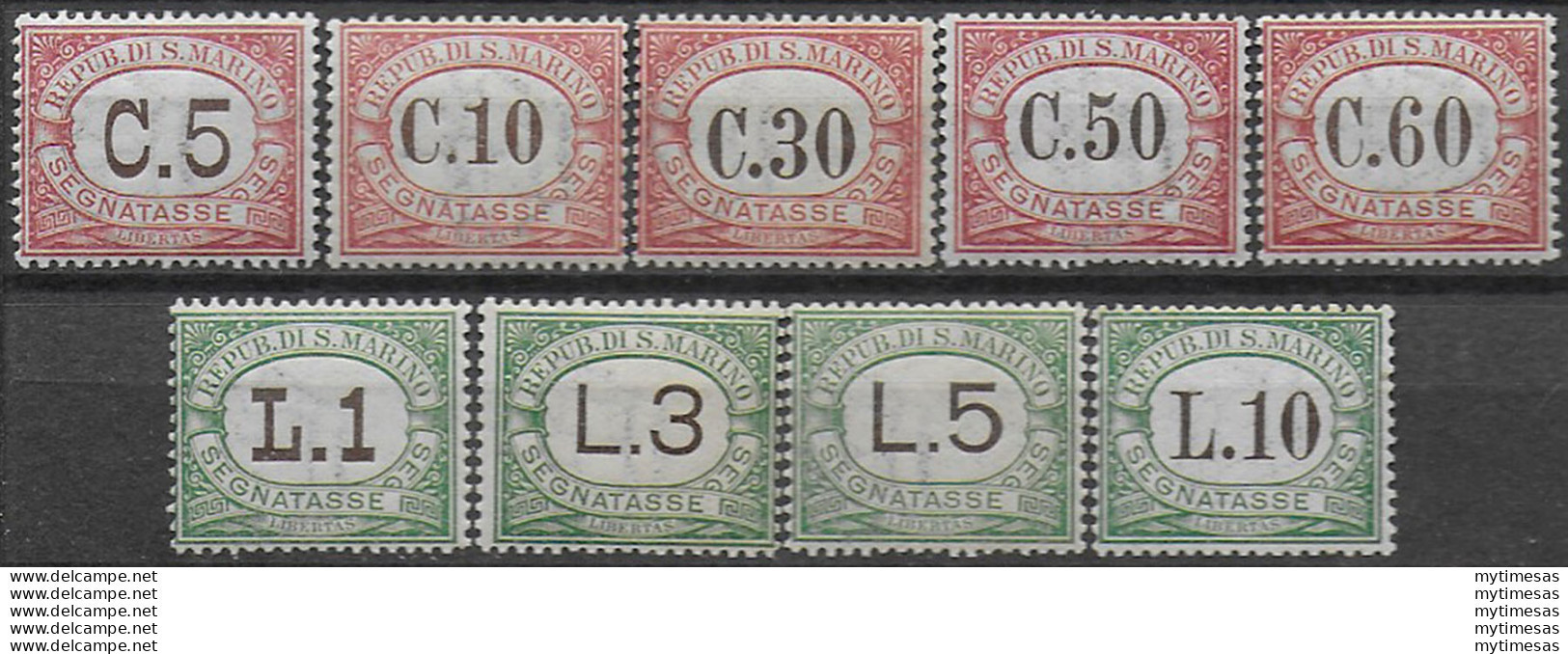 1924 San Marino Segnatasse 9v. MNH Sassone N. 10/18 - Sonstige & Ohne Zuordnung