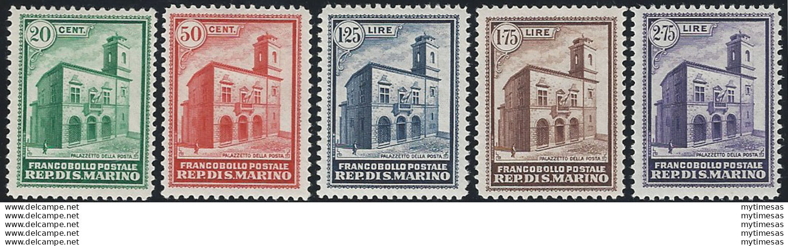 1932 San Marino Inaugurazione Palazzo Posta 5v. MNH Sass. N. 159/63 - Autres & Non Classés