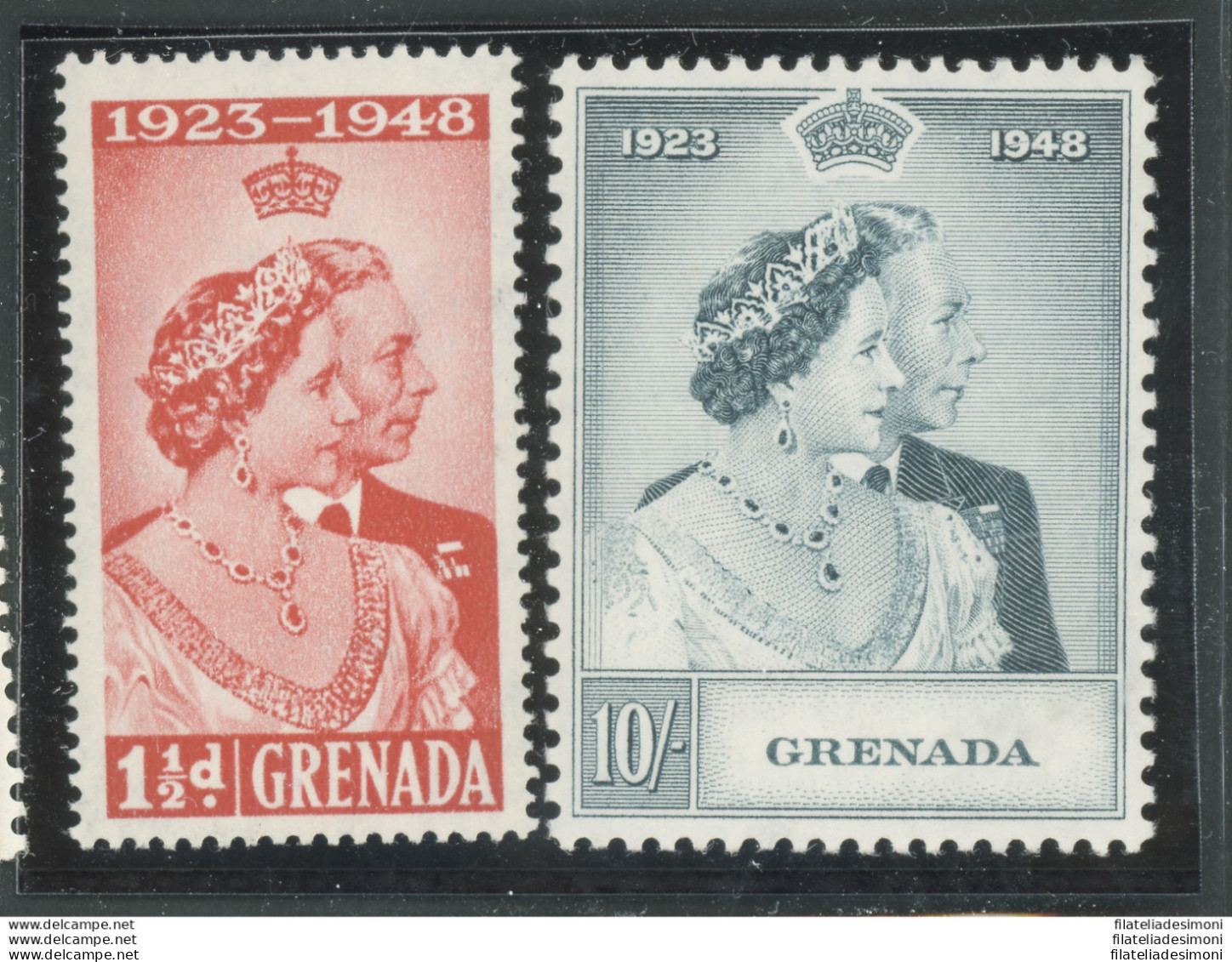 1948 Grenada - Stanley Gibbons N. 166-67 - Elisabetta II - Royal Silver Wedding - MNH** - Andere & Zonder Classificatie