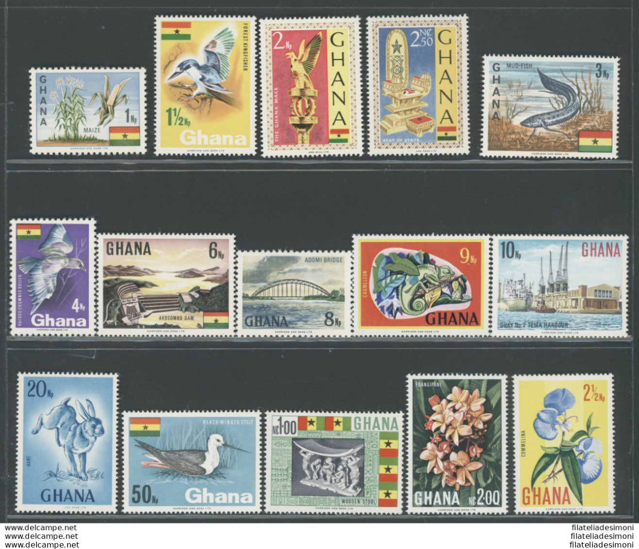 1967 Ghana, Stanley Gibbons N. 460-74, Serie Di 15 Valori, MNH** - Autres & Non Classés