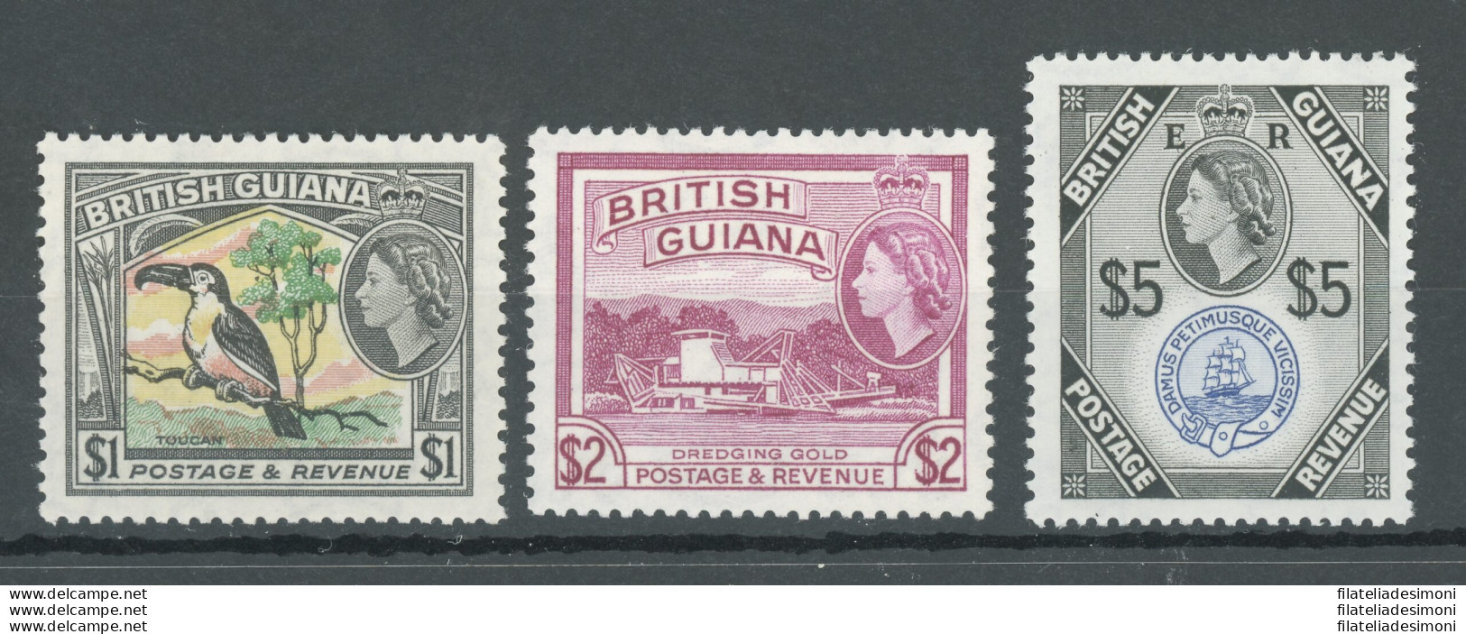 1954-63 British Guiana - Stanley Gibbons N. 343-44-45, 3 Alti Valori - MNH** - Other & Unclassified