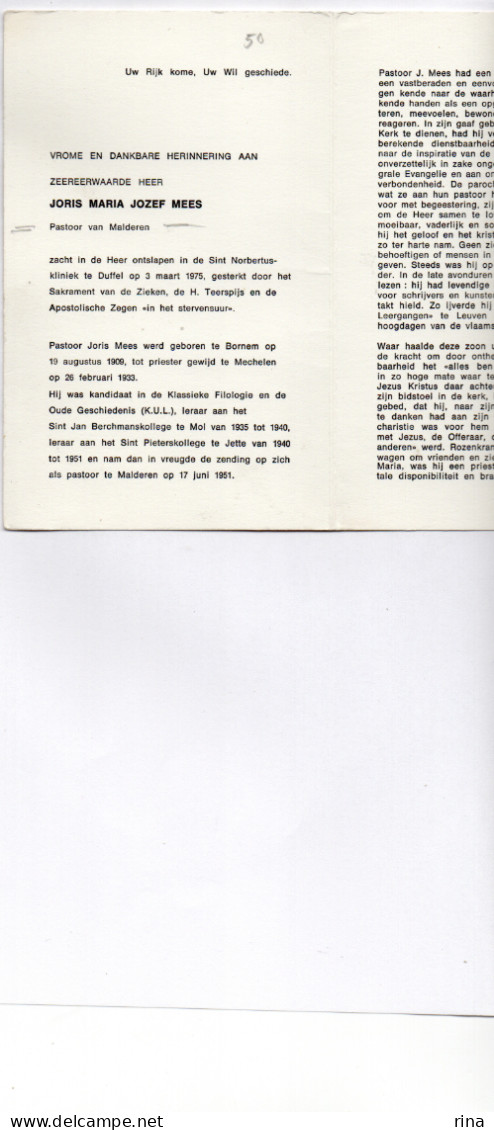 Zeereerw Heer Joris Jozef Mees Geb Te Bornem Op 19 Aug 1933 Overl Te Duffel Op 3 Maart 1975 Mol Jette Malderen - Other & Unclassified