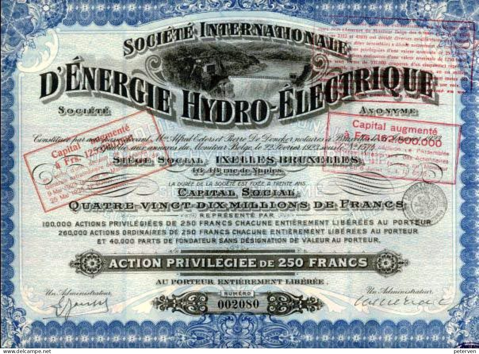 INTERNATIONALE D'ÉNERGIE HYDRO-ÉLECTRIQUE (SIDRO); Action Privilégiée - Water
