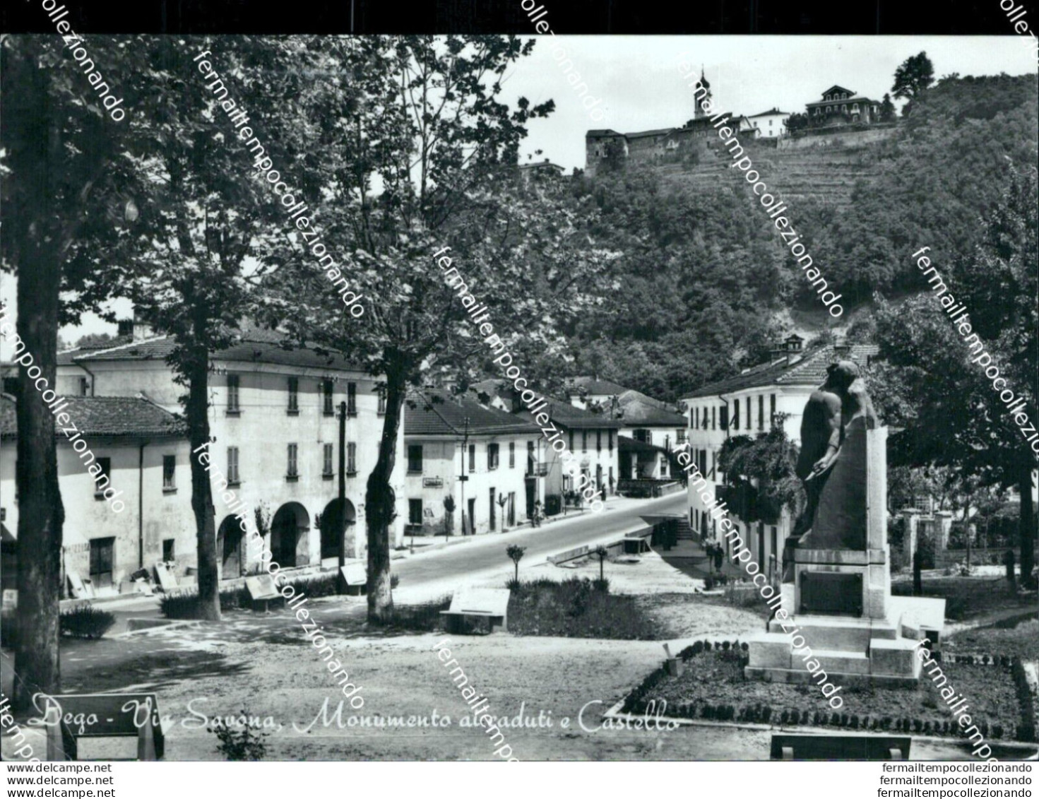 Bu104  Cartolina Dego Via Savona Monumento Ai Caduti Castello Savona Liguria - Savona