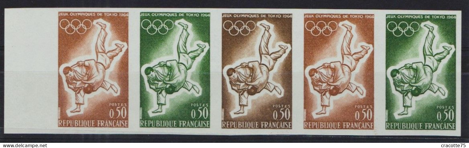 FRANCE - N°1428. Jeux Olympiques De Tokyo 1964. Bande De 5. Luxe. - Summer 1964: Tokyo