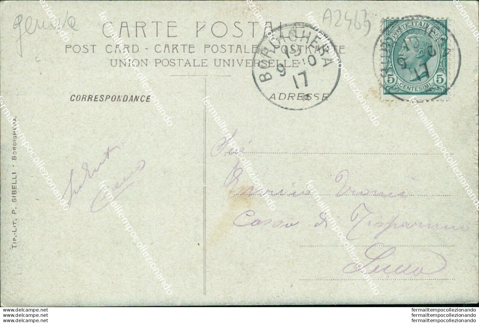 Az463 Cartolina Bordighera Strada Romana Imperia Liguria 1917 - Imperia