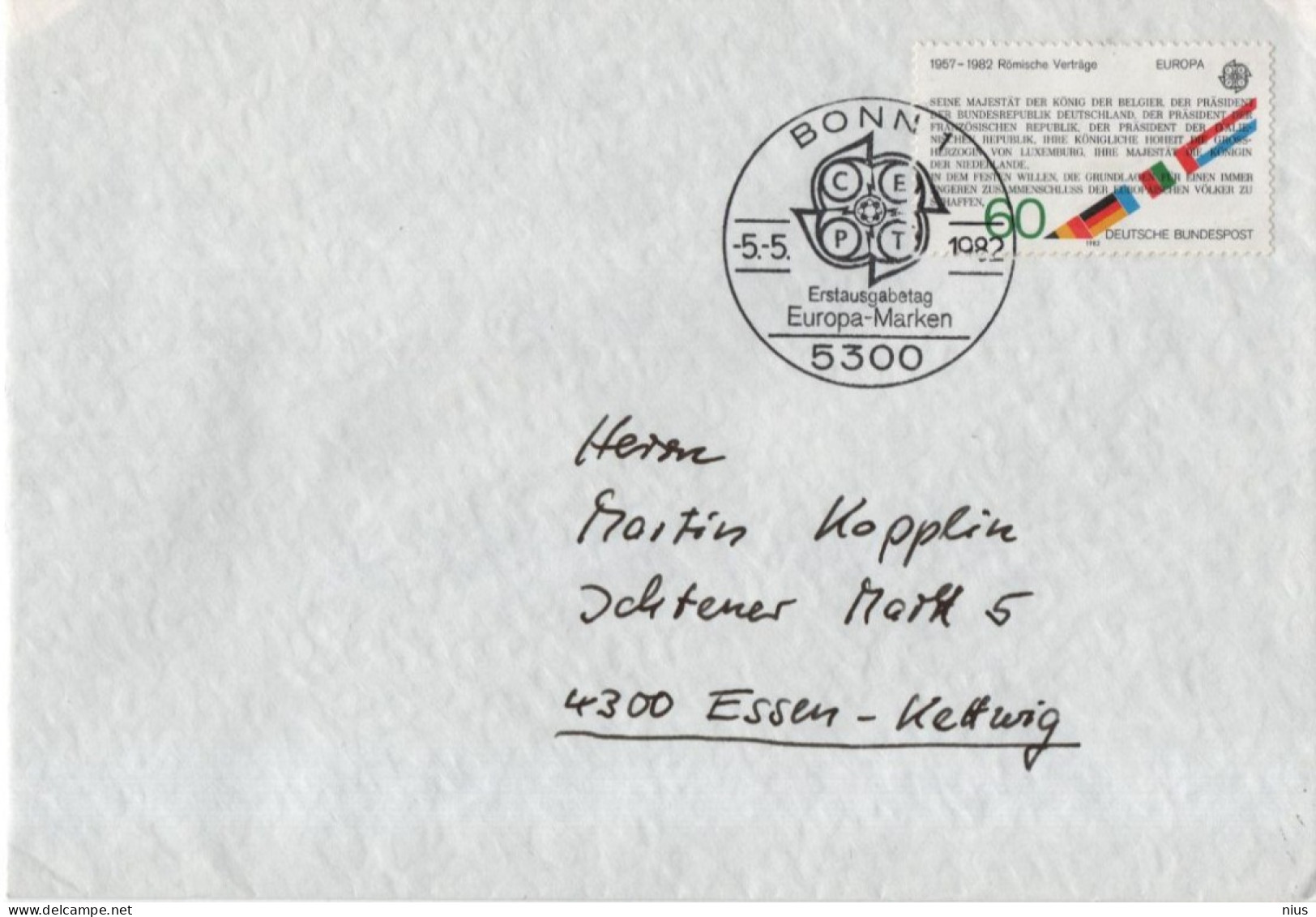 Germany Deutschland 1982 FDC Europa Europamarken CEPT, 1957-1982 Romische Vertrage Roman Contracts, Bonn - 1981-1990