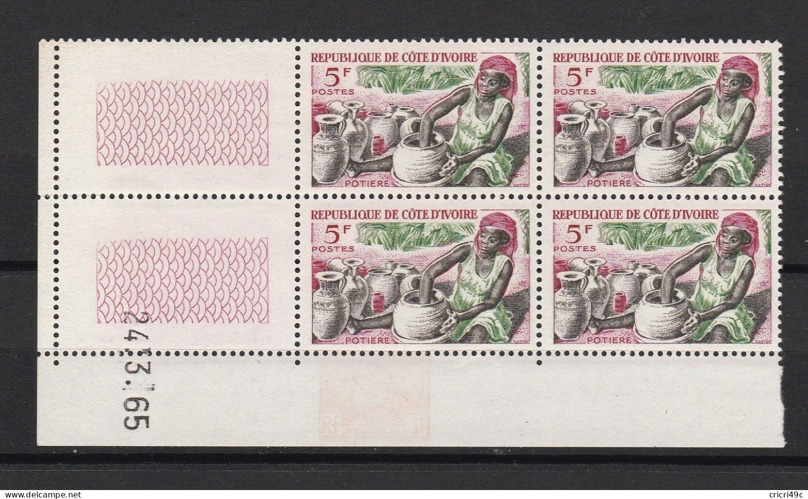 Côte D'Ivoire, Coin Daté 24/03/1965 N° Y&T 230 Potière - Côte D'Ivoire (1960-...)