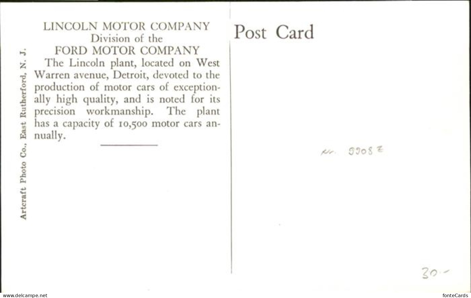 11031901 Dearborn_Michigan Lincoln Motor Company Ford Motor Company - Autres & Non Classés