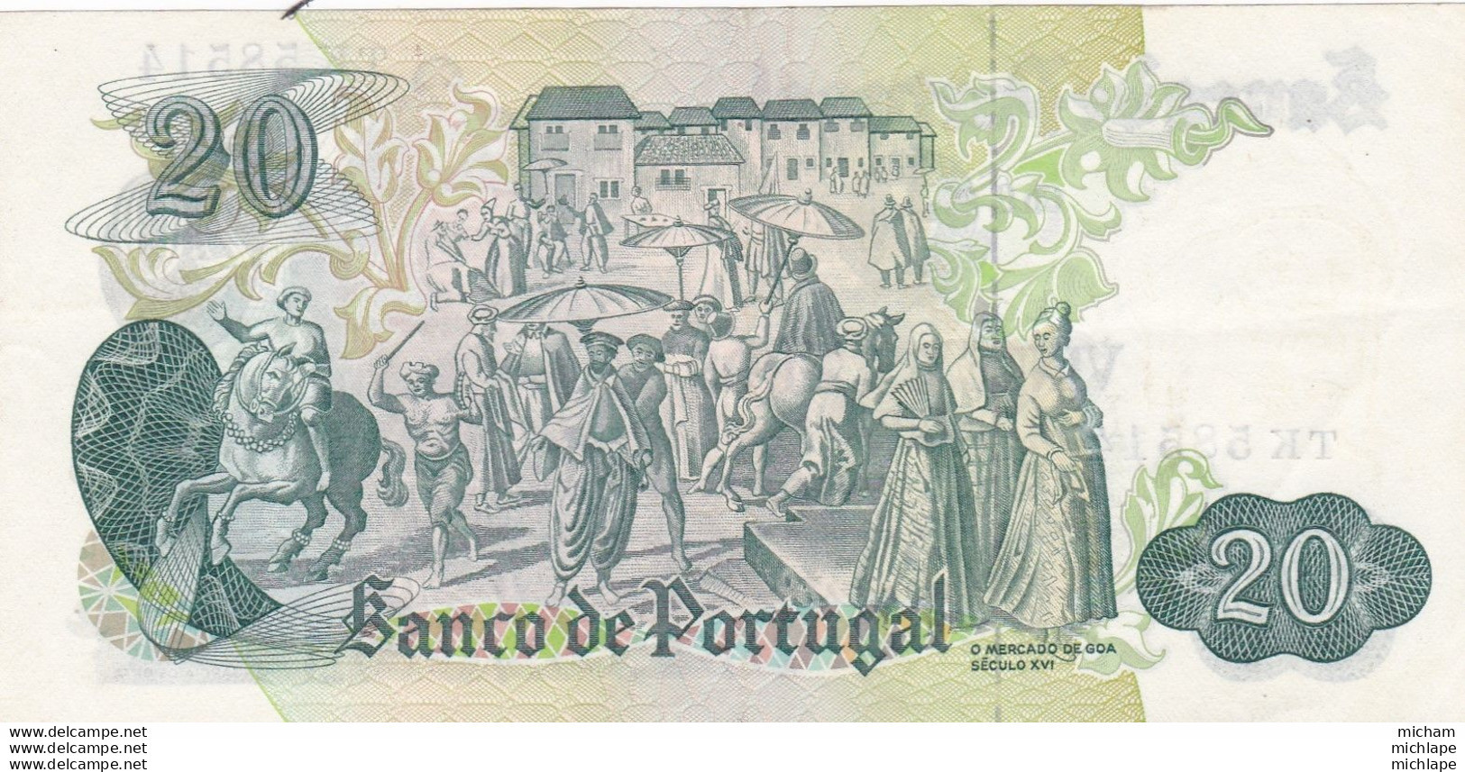 Billet  De  20 Escudos  Portugal  - T K 1971  - Ch 8  Tres Bon Etat - Portugal