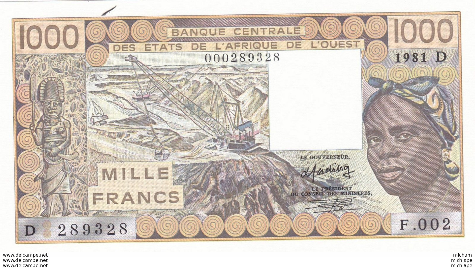 Billet Neuf De  1000 Francs  - Etats De L'afrique De L'ouest - Mali  1981 D - F 002 -  289328 - - Mali