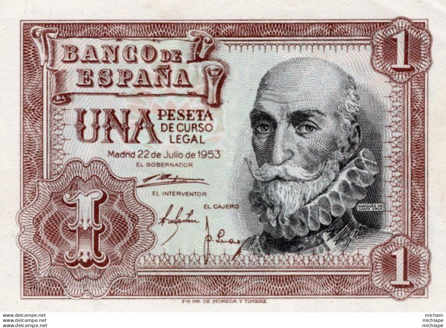 BILLET - ESPAGNE - 1 Pesetas  1953  Parfait état - 5 Peseten