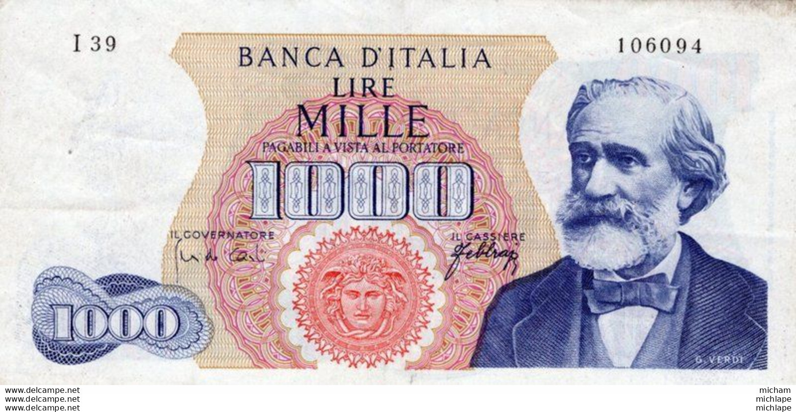 BILLET - ITALIE - 1000  Lire  1962 - 1000 Lire