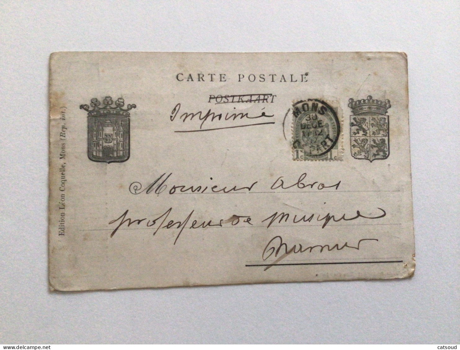 Carte Postale Ancienne (1907) Mons El Doudou (paroles) Dessin De Frédéric Van Der Linden - Mons