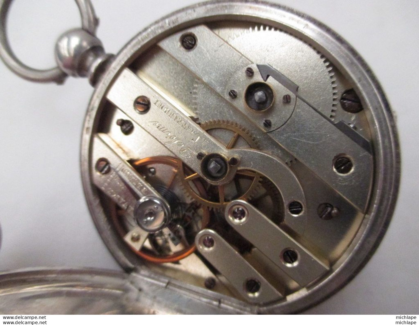 montre de gousset a clef en argent - fonctionnement  parfait  - diamètre 45 mm ( Delorme  a Chateauroux )