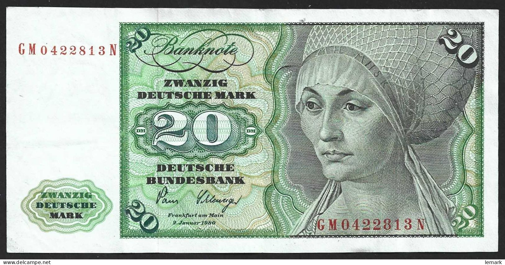 Germany Federal Republik 20 Mark 1980 P32d  USED - 20 DM