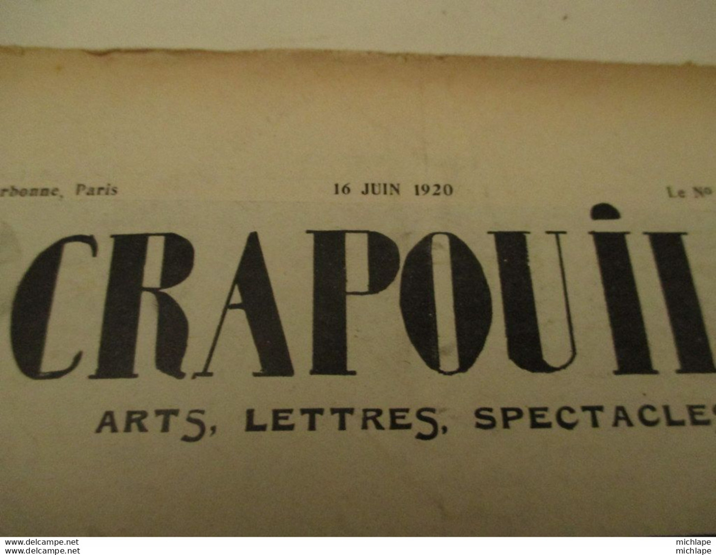 WWI Rare Journal Le Crapouillot (né  dans Les Tranchées ) Format 25 Cm  X 33 Cm  - 16  Juin  1920    Bon état - Francese