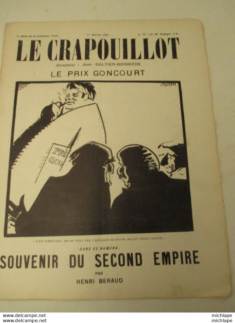 WWI Rare Journal Le Crapouillot (né  dans Les Tranchées ) Format 25 Cm  X 33 Cm  - 1 Er Janvier1923  Bon état - French
