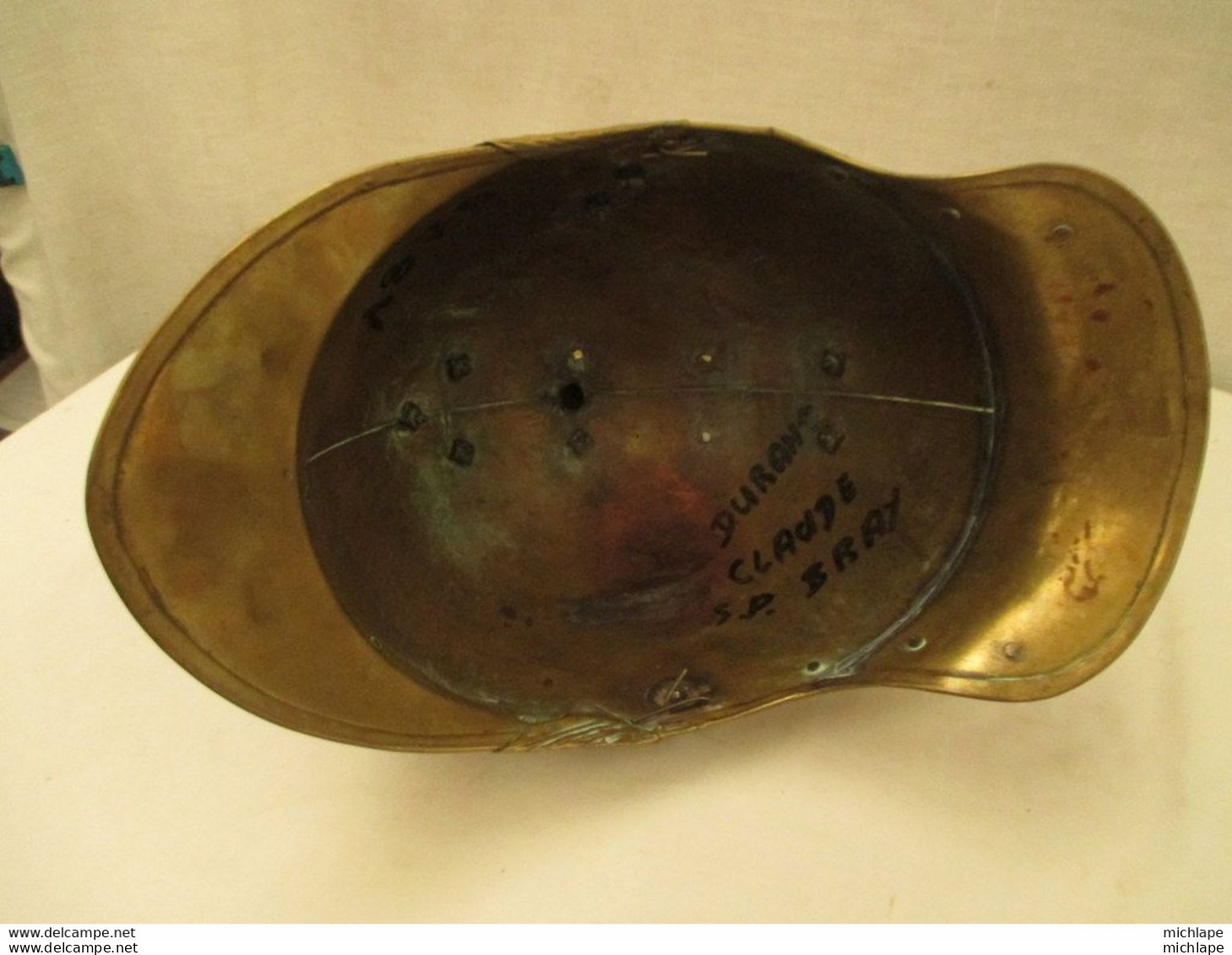 beau casque de pompier vers 1870 a compléter - ville de bray sur seine 77 - petites bosses d'usage