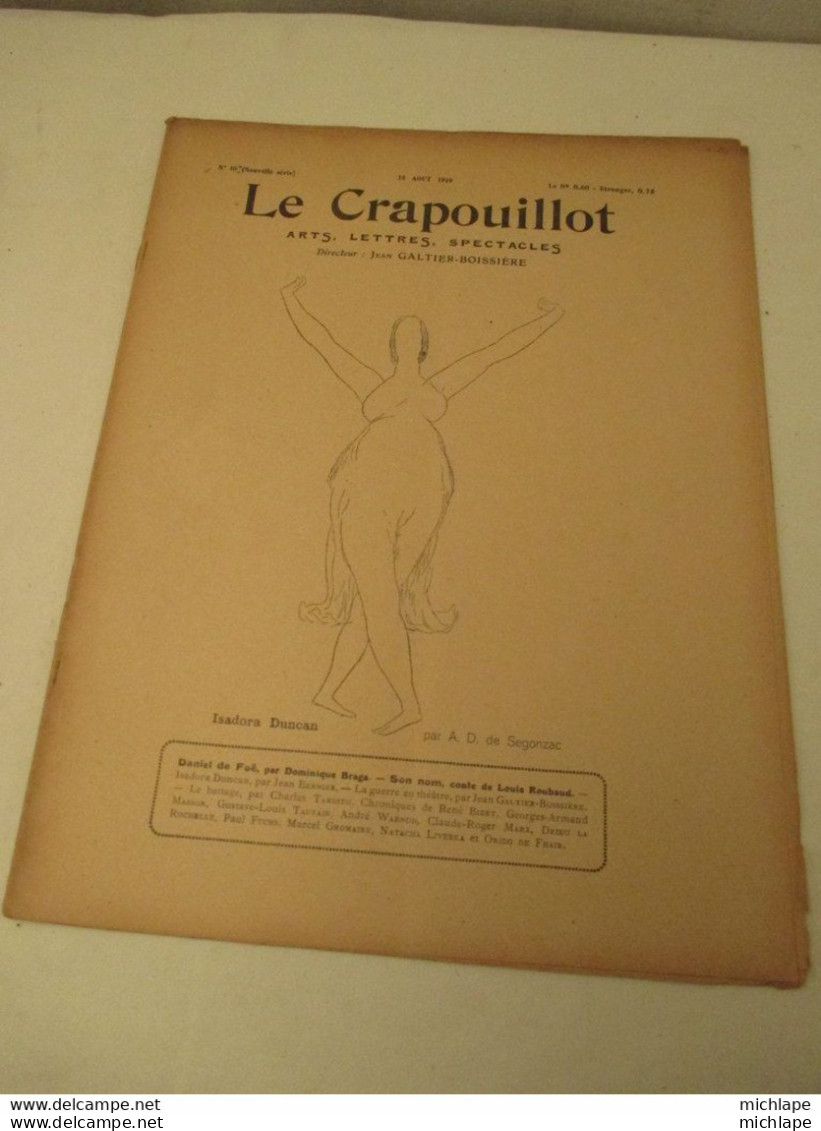 WWI Rare Journal Le Crapouillot (né  dans Les Tranchées ) Format 25 Cm X 33 Cm - N°10 -15 Aout 1919 - très Bon état - Französisch