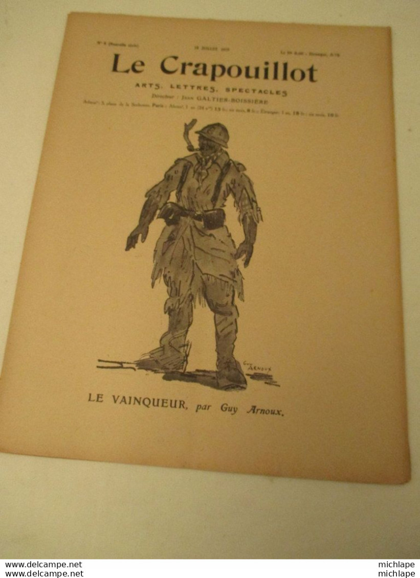 WWI Rare Journal Le Crapouillot ( Né  dans Les Tranchées ) Format 25 Cm X 33 Cm - N° 8 -15 Juillet 1919 -  très Bon état - Französisch