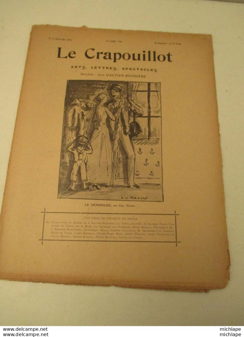 WWI Rare Journal Le Crapouillot  ( Né  Dans Les Tranchées ) Format 25 Cm X 33 Cm N° 2 -15 Avril 1919 -  Tres Bon Etat - Français