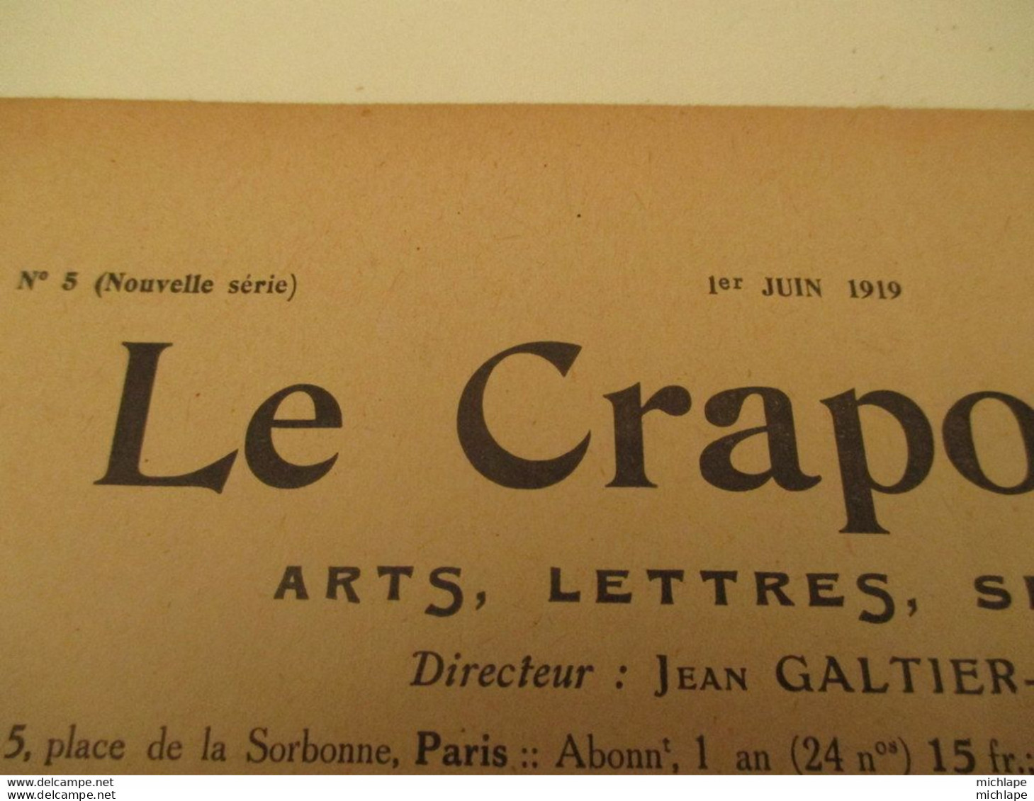 WWI Rare Journal Le Crapouillot  ( Né  dans Les Tranchées ) Format 25 Cm X 33 Cm - N° 5 -1er Juin 1919 -  très Bon état - French