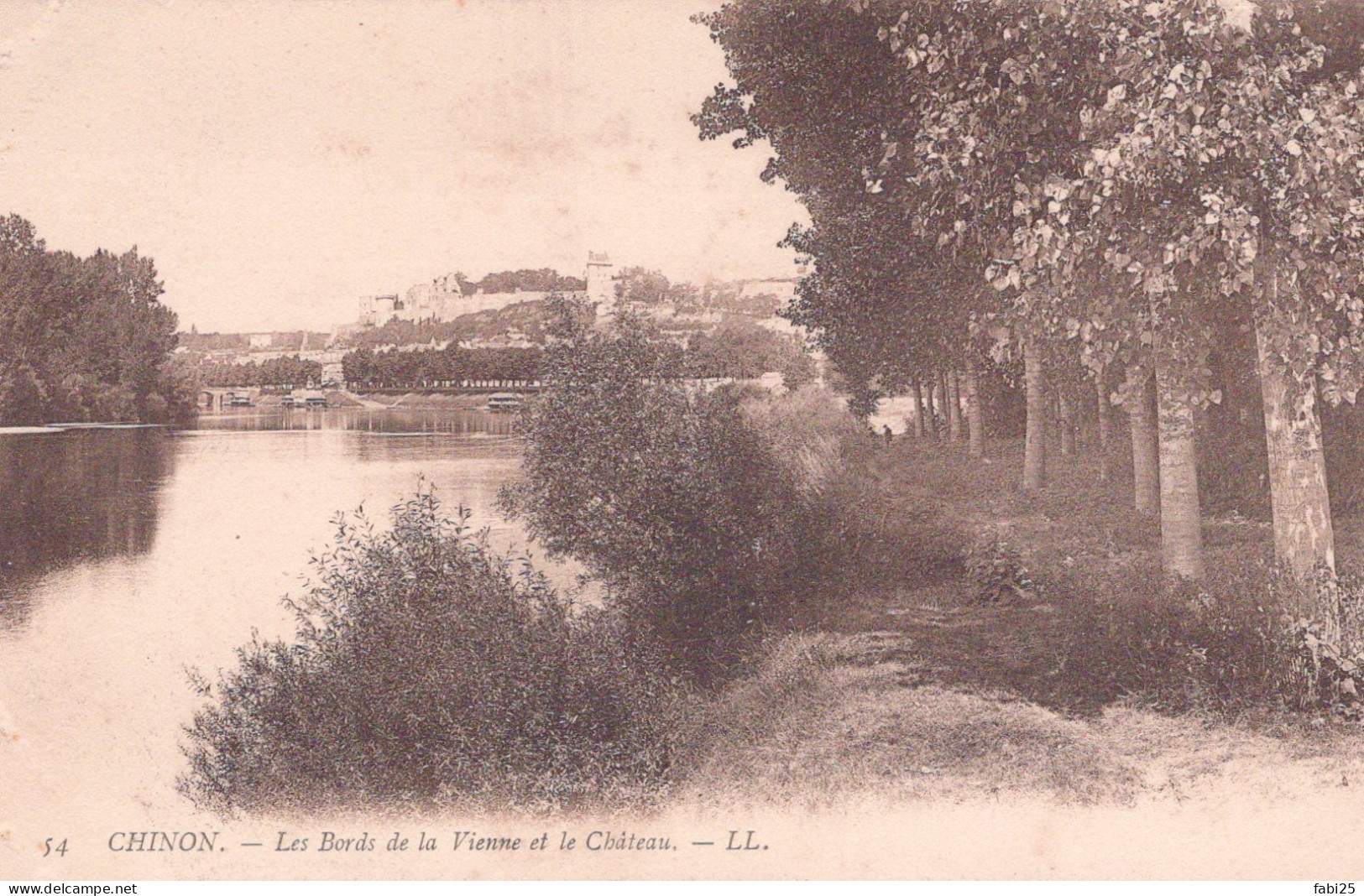 CHINON LES BORDS DE LA VIENNE ET LE CHATEAU - Chinon