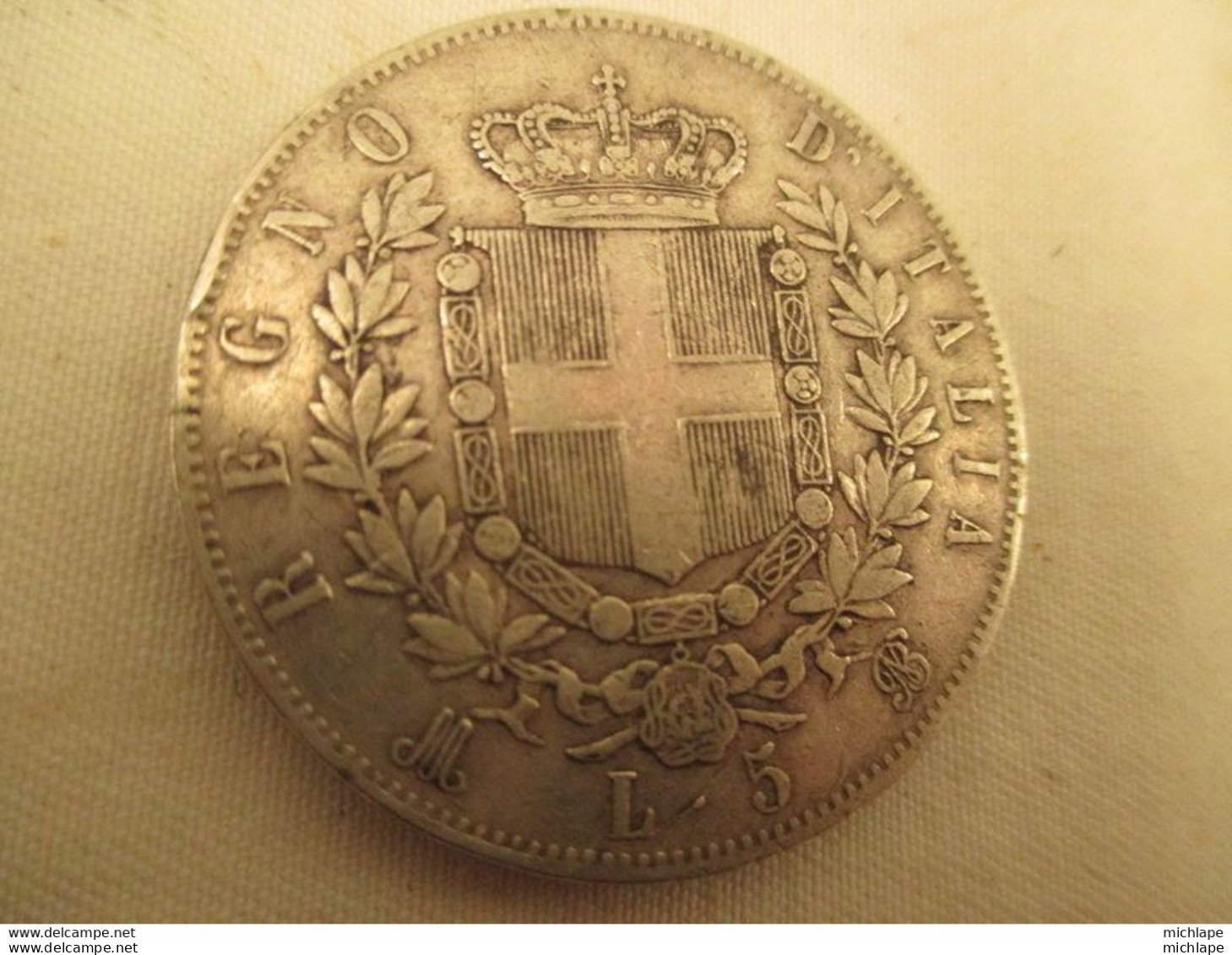 5 Lires  Argent VITTORIO EMANUELE II 1874 M - 1861-1878 : Victor Emmanuel II