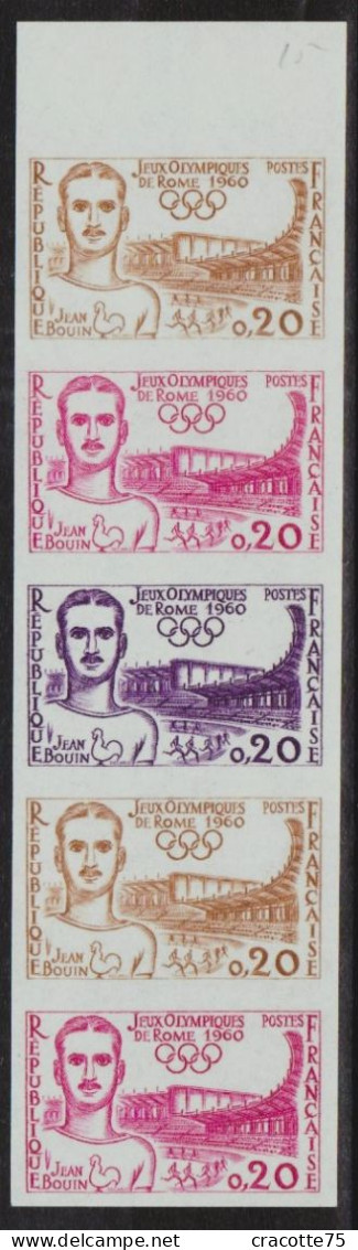 FRANCE - N°1265. Jeux Olympiques De Rome 1960. Bande De 5. Luxe. - Summer 1960: Rome