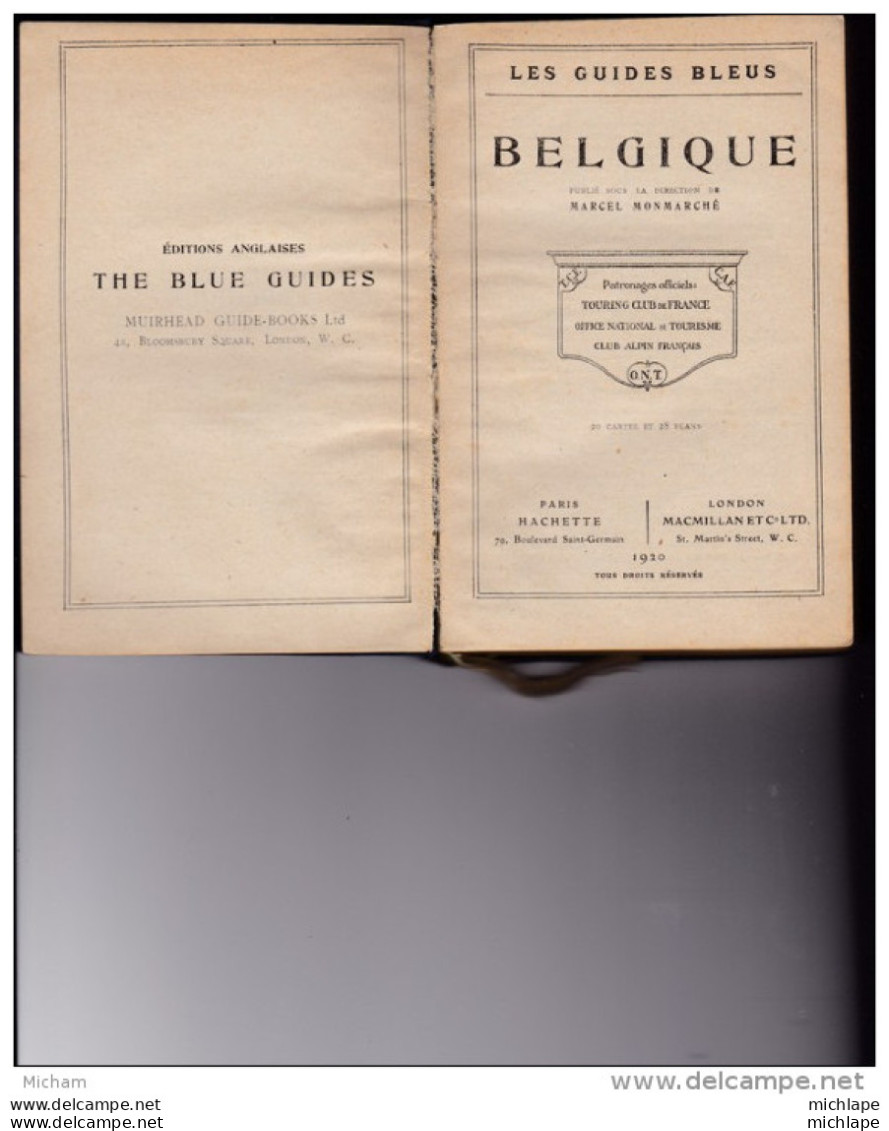 GUIDE  BLEU  1920 BELGIQUE  ET LUXEMBOURG  HACHETTE 343 PAGES FORMAT 16X10 BON ETAT - 1901-1940