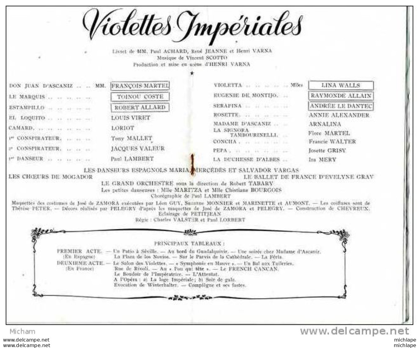 N°22  PROGRAMME DUTHEATRE MOGADOR21X13 VIOLETTES  IMPERIALES - Programs