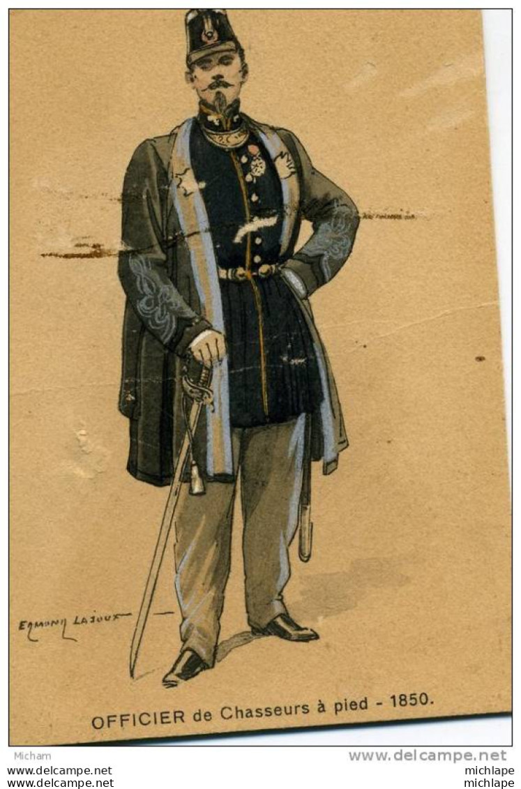 CARTE  POSTALE  SIGNEE E LAJOUX  OFFICIER DE CHASSEUR A PIED 1850 - Autres & Non Classés