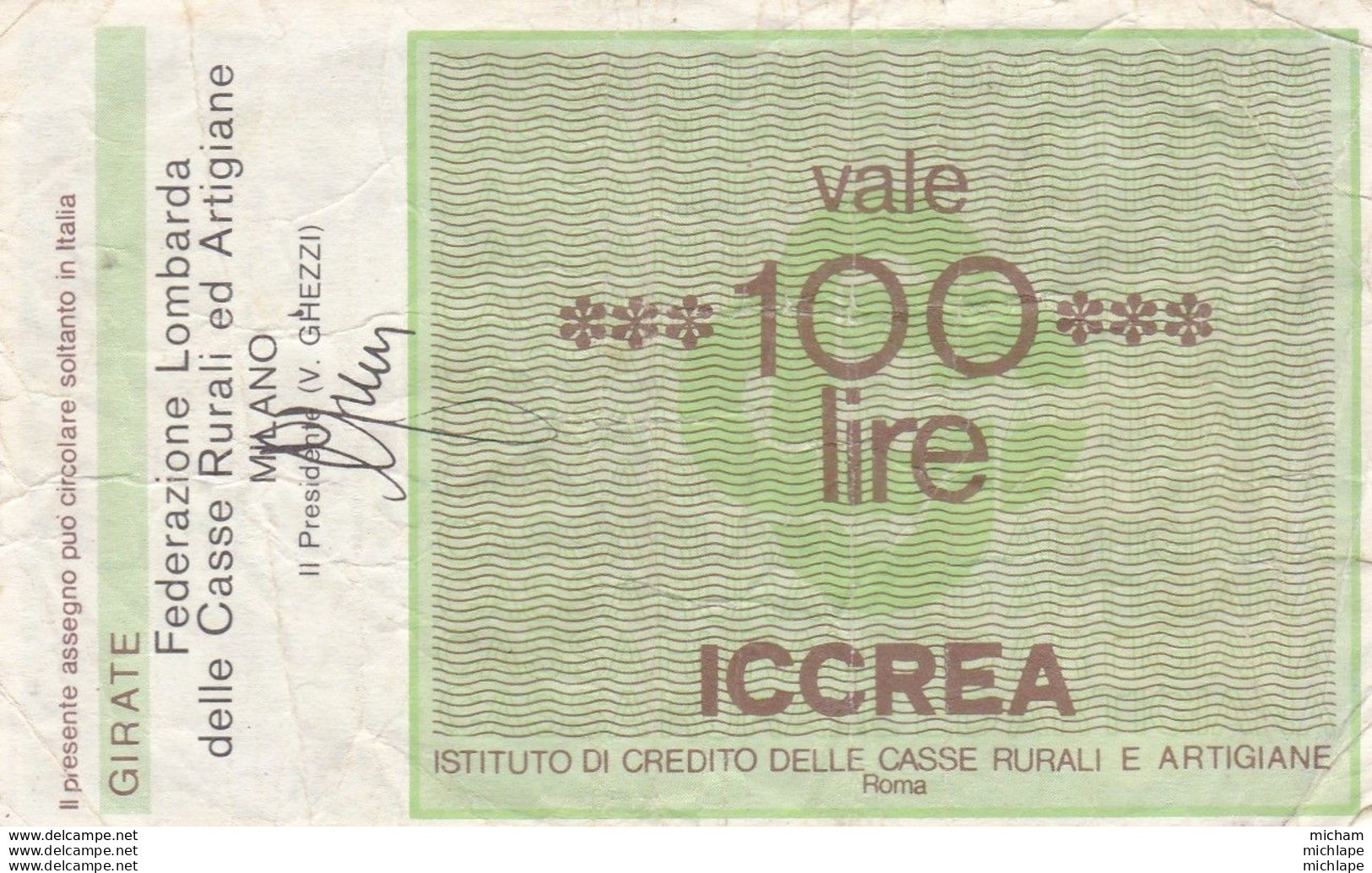 Italie 100 Lires  1977  Ce Billet A Circulé - To Identify