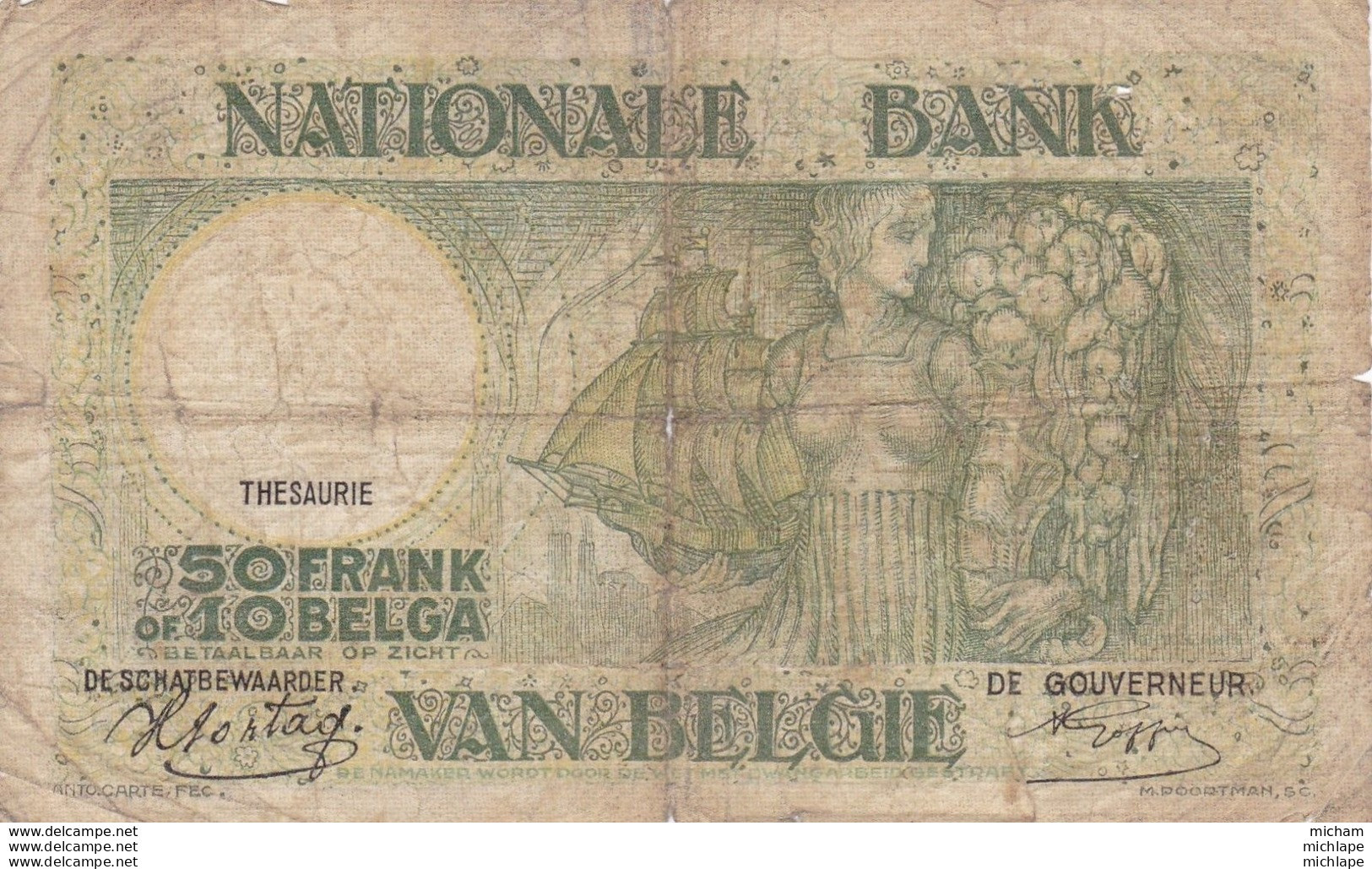 Belgique 50 Francs 1942  Ce Billet A Circulé - A Identifier