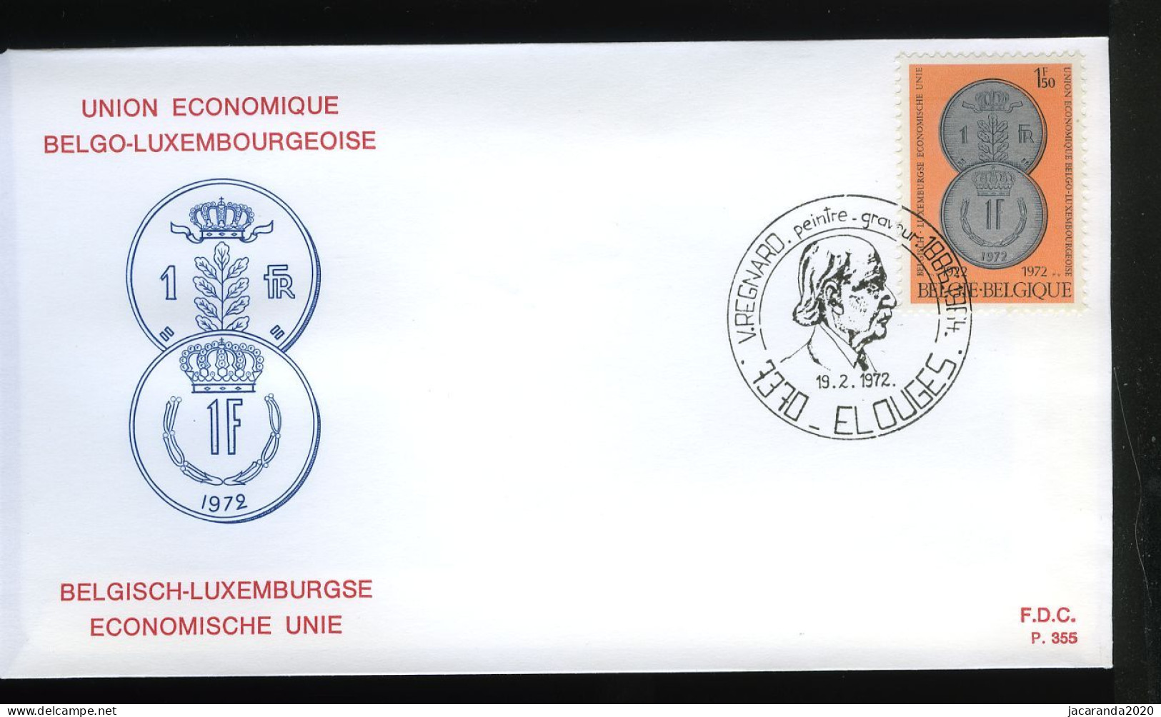 1616 - FDC - Economische Unie - Stempel: Elouges - 1971-1980