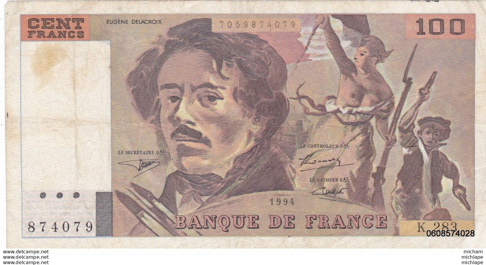 100 Francs  Delacroix  1986 H 109 - 100 F 1978-1995 ''Delacroix''