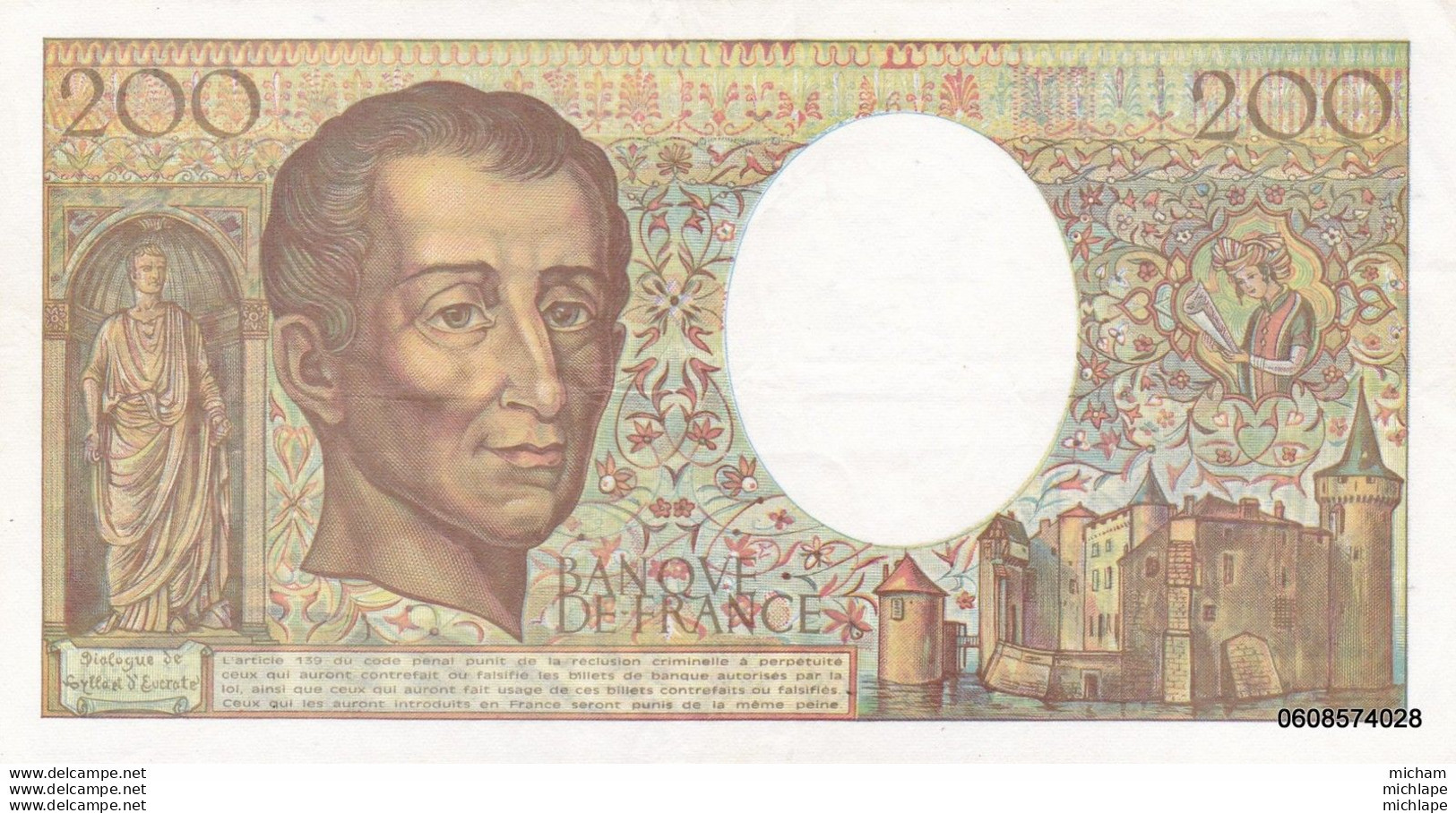 200 Francs   Montesquieu  1992  U124   TTB + - 200 F 1981-1994 ''Montesquieu''