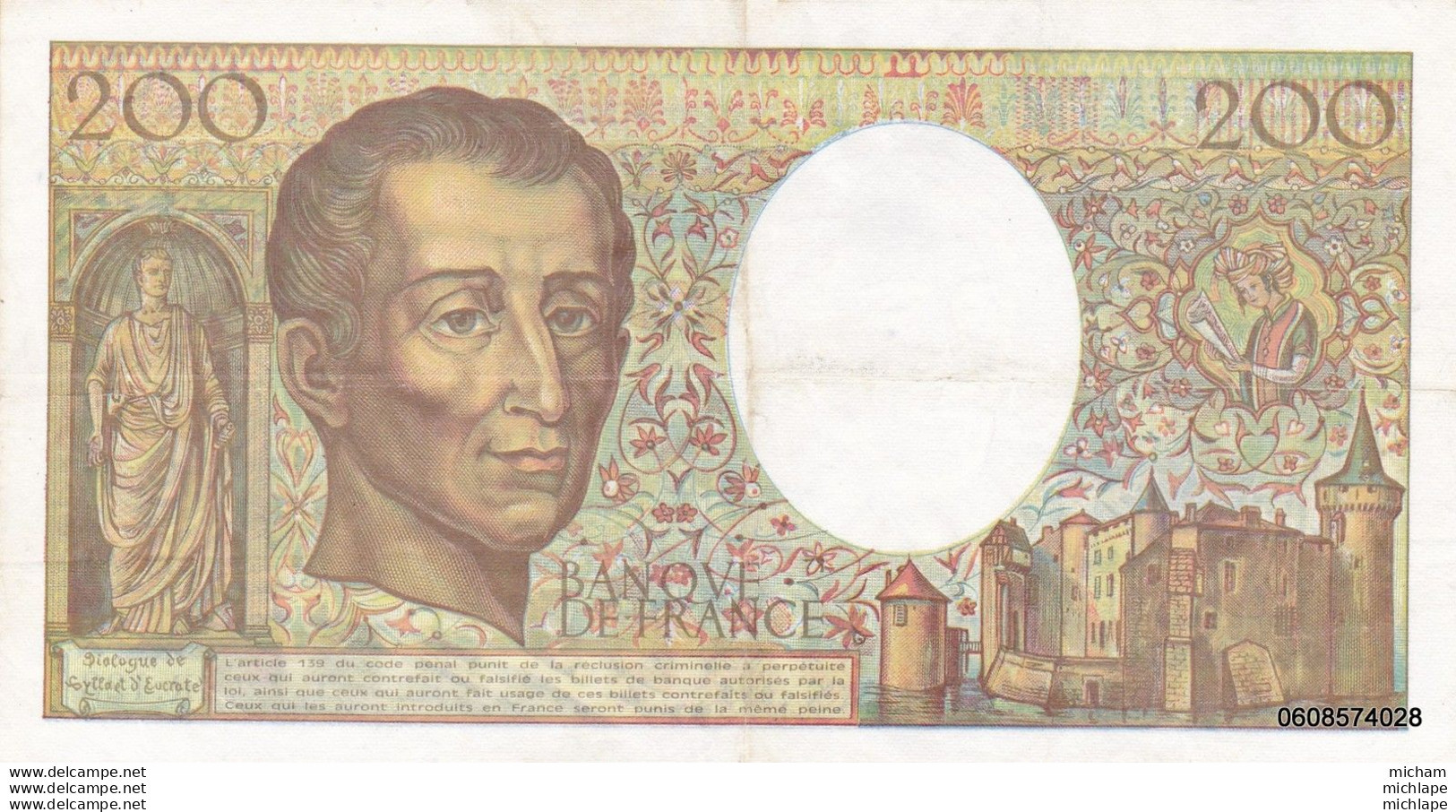 200 Francs   Montesquieu  1992 R  123 - 200 F 1981-1994 ''Montesquieu''