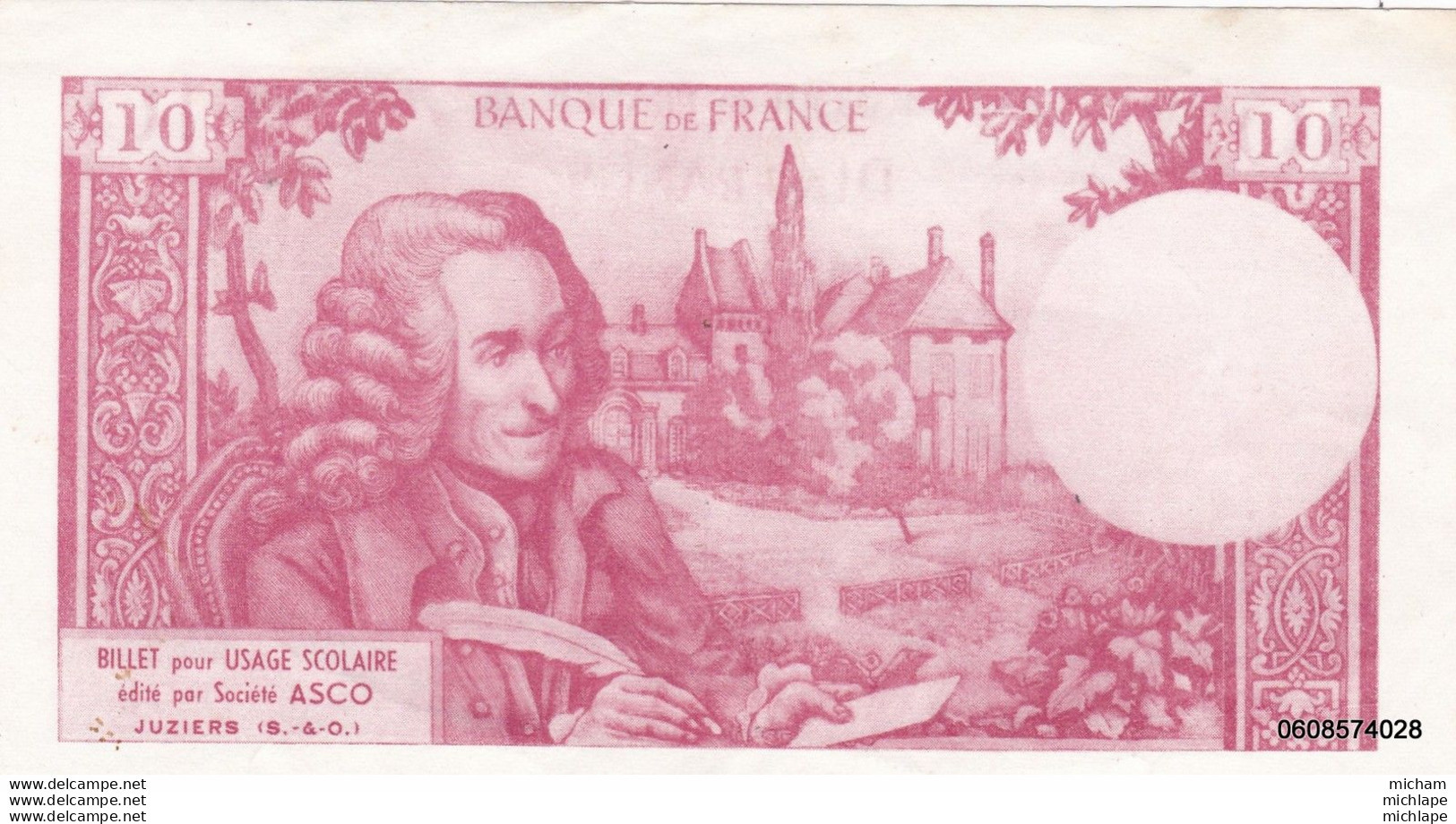 Fictif  10 Francs Voltaire - Fictifs & Spécimens