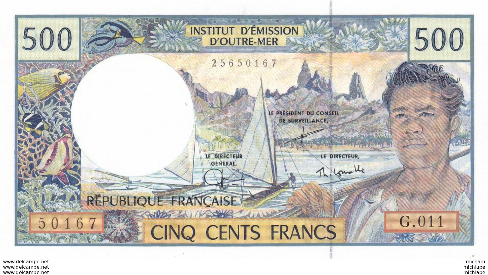 Billet  France  500 Francs  Institut D'emission D'outre Mer - 50167 G . 011  - Sans Date  -    Neuf - Territori Francesi Del Pacifico (1992-...)