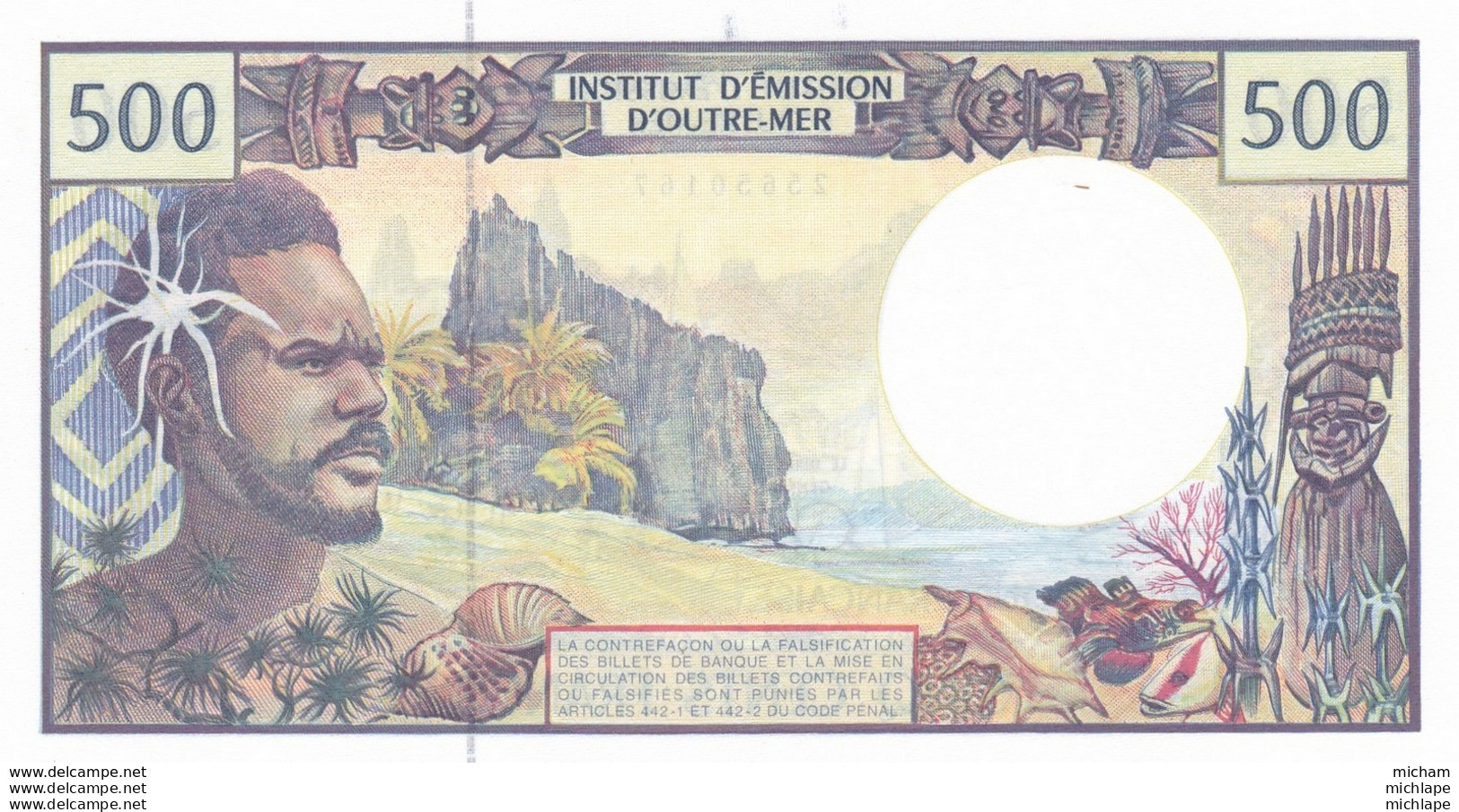 Billet  France  500 Francs  Institut D'emission D'outre Mer - 50167 G . 011  - Sans Date  -    Neuf - Territoires Français Du Pacifique (1992-...)