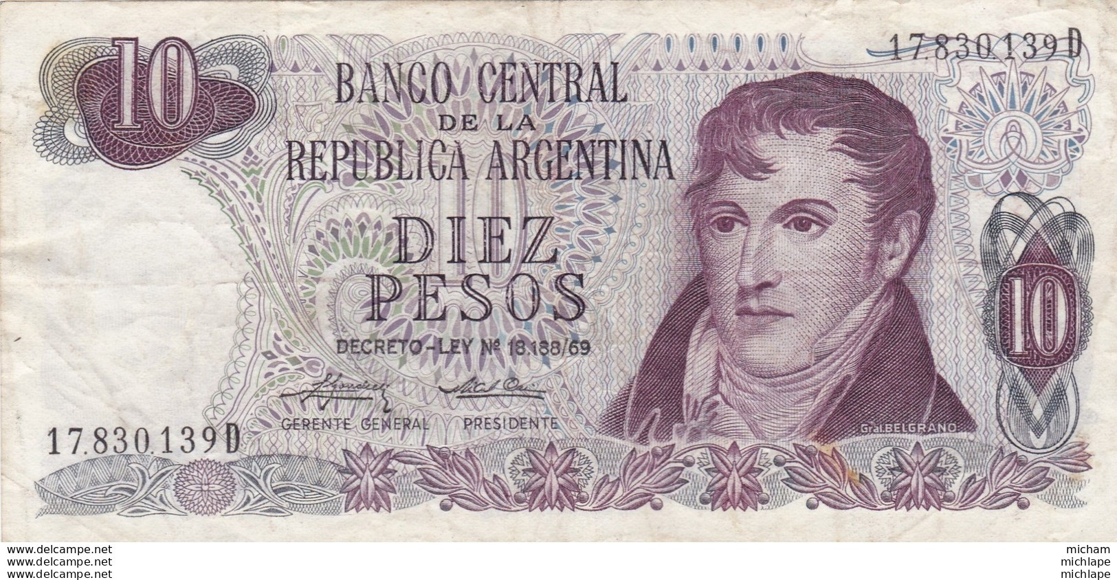 Argentine  10 Pesos 69 -17830139 D - Argentine