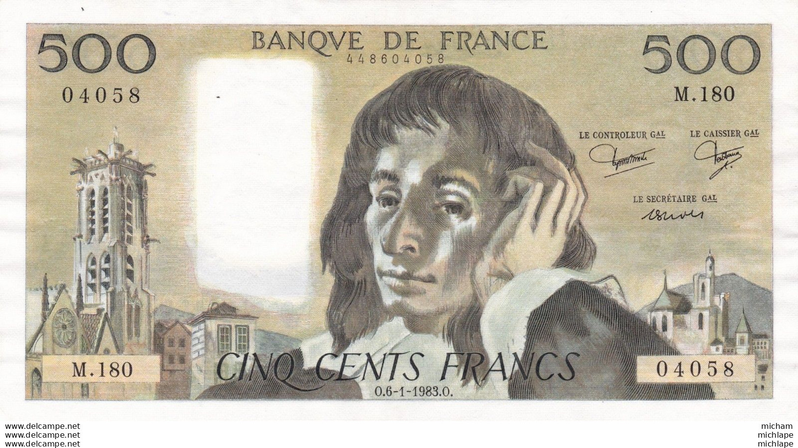 500 Francs - PASCAL 1983  M 180 - Voir Scan - 500 F 1968-1993 ''Pascal''